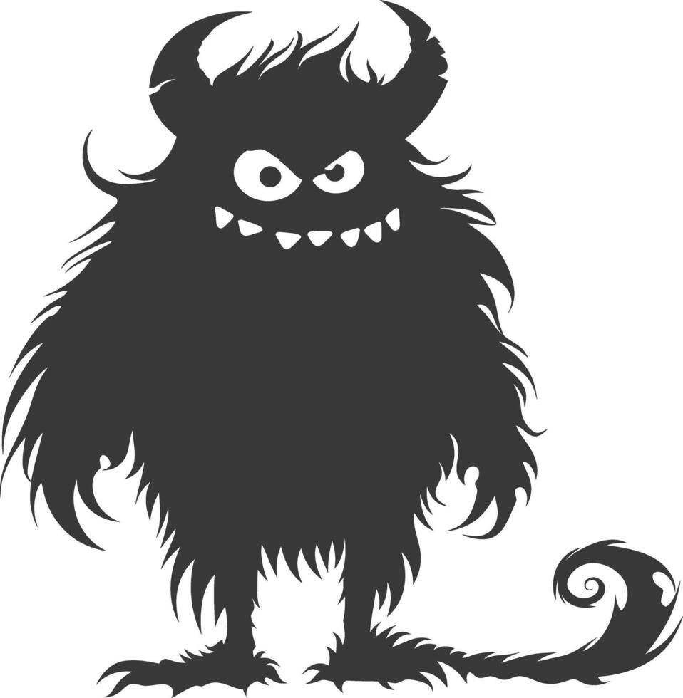 silhouet grappig monster zwart kleur enkel en alleen vector