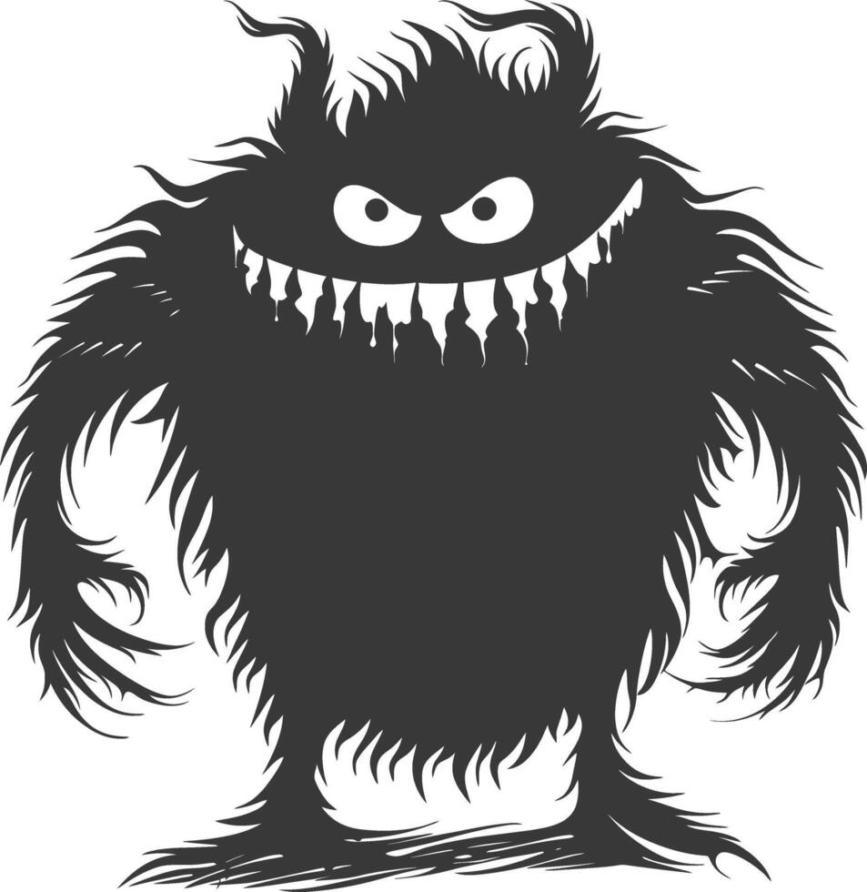 silhouet grappig monster zwart kleur enkel en alleen vector