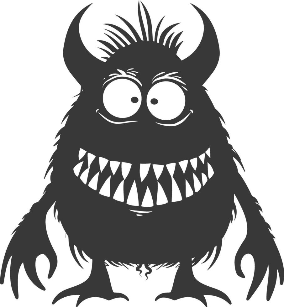 silhouet grappig monster zwart kleur enkel en alleen vector