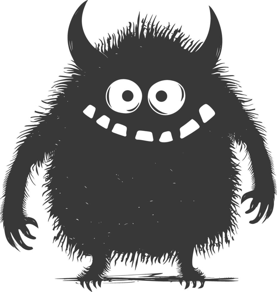 silhouet grappig monster zwart kleur enkel en alleen vector