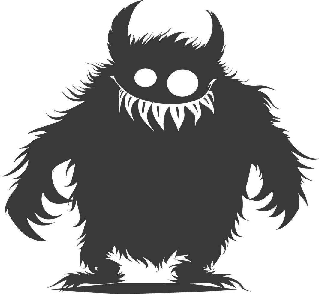 silhouet grappig monster tekenfilm zwart kleur enkel en alleen vector