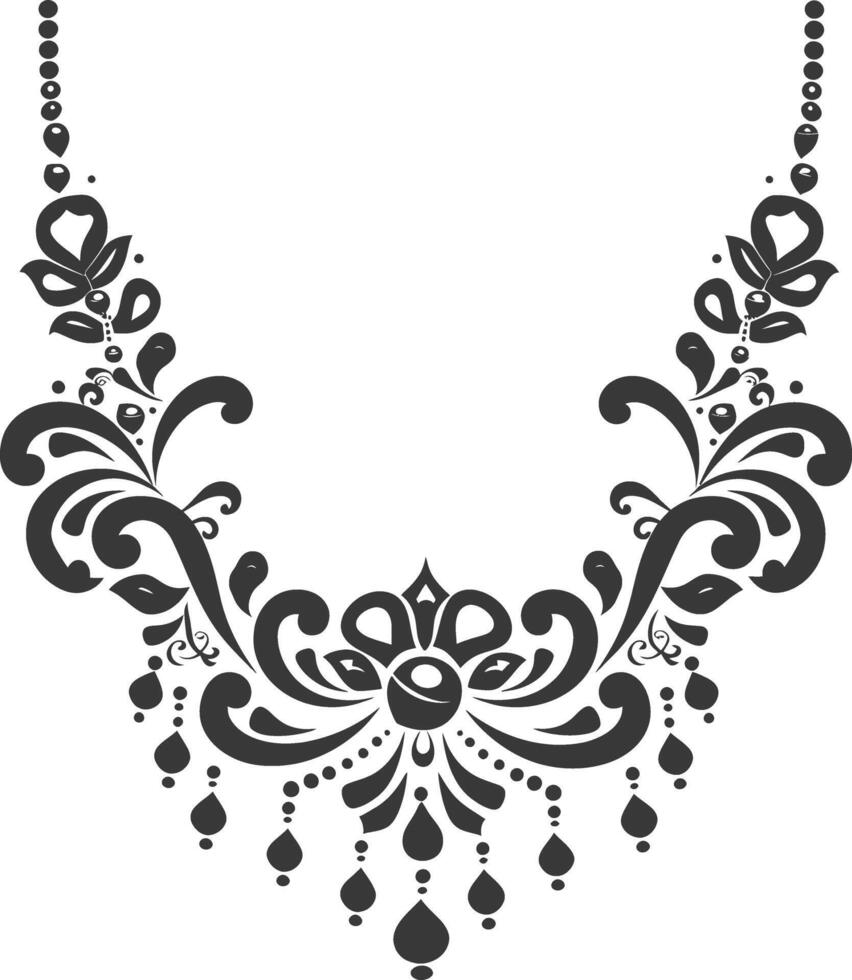 silhouet sieraden ketting accessoires zwart kleur enkel en alleen vector