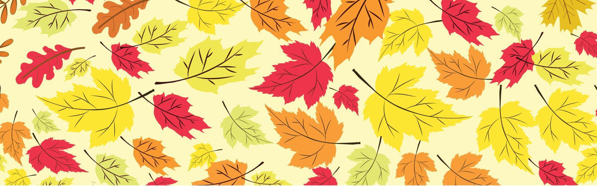 mooi herfstbladerenpatroon in warme lichte kleuren, naadloos herhalen. trendy platte stijl. geweldig voor achtergronden, kleding en redactioneel ontwerp, kaarten, cadeaupapier, woondecoratie enz. vector