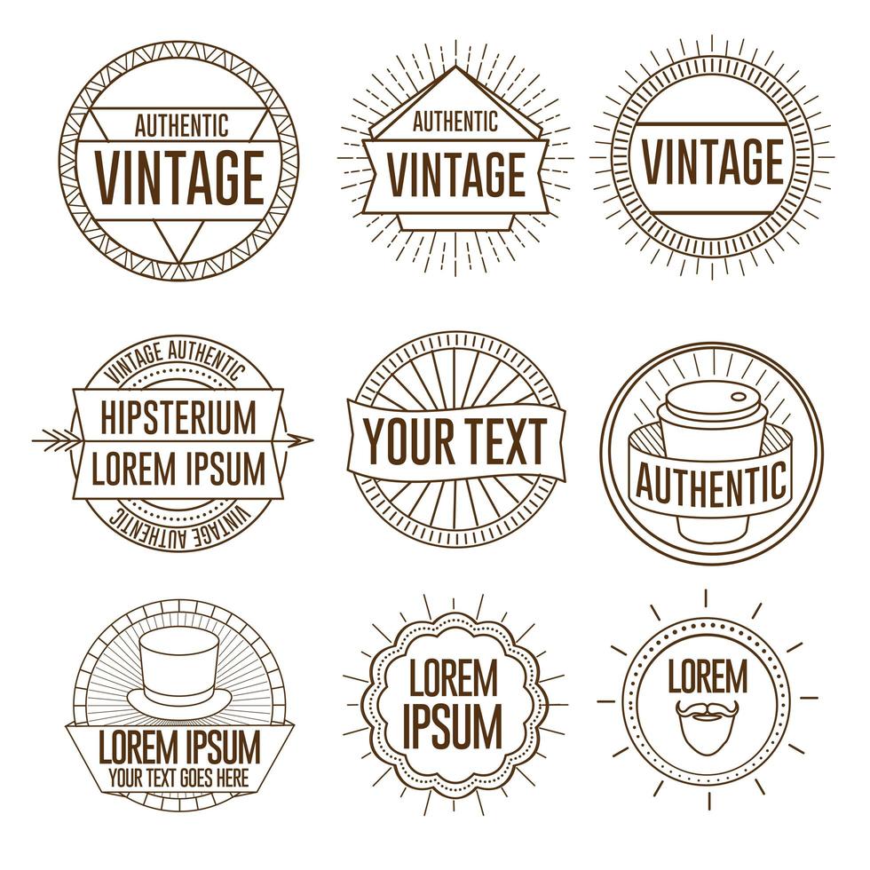 set lineaire retro vintage badges frames labels en logo's vector