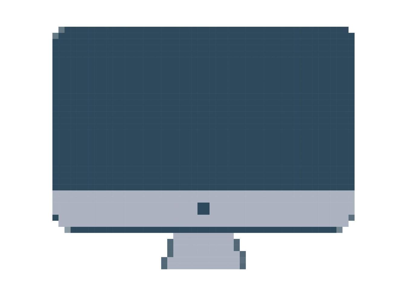 pixel computer toezicht houden op in spel. 8-bits Scherm Aan een wit achtergrond. 90s stijl. scherm. monoblok. technologie, apparaat. retro stijl. kleur afbeelding. geïsoleerd voorwerp. illustratie vector