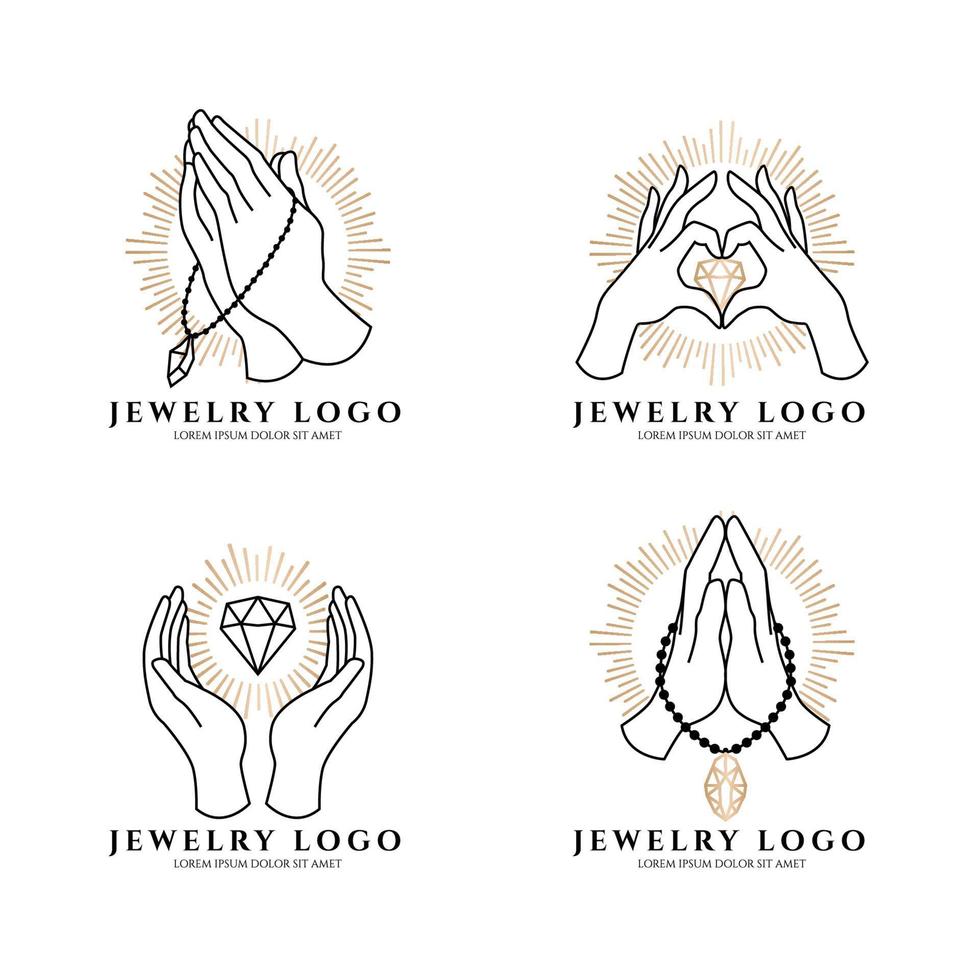 mooie vrouwelijke hand logo boho occulte bewerkbare sjabloon vector