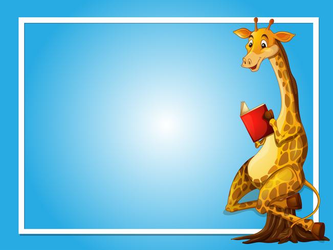 Grens sjabloon met giraffe lezen vector