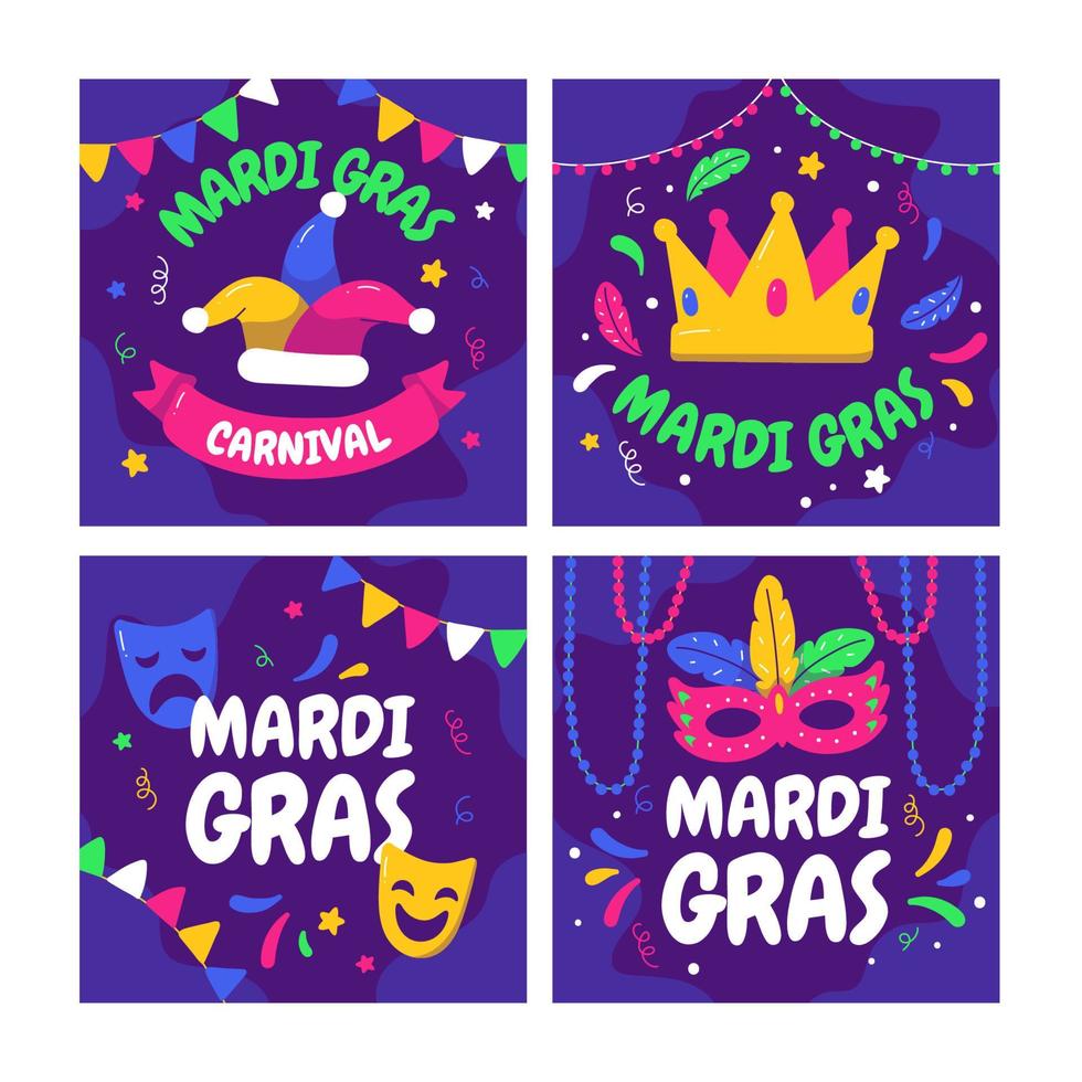 set mardi gras-kaarten vector