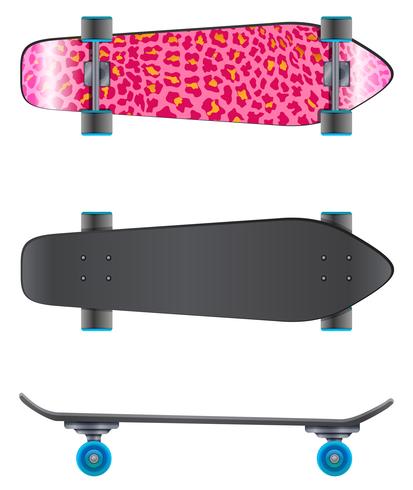 Een roze skateboard vector