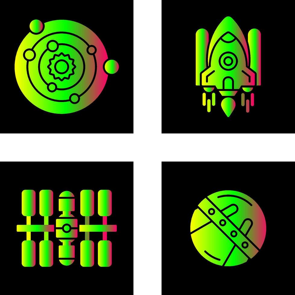 zonne- systemen en ruimte shuttle icoon vector