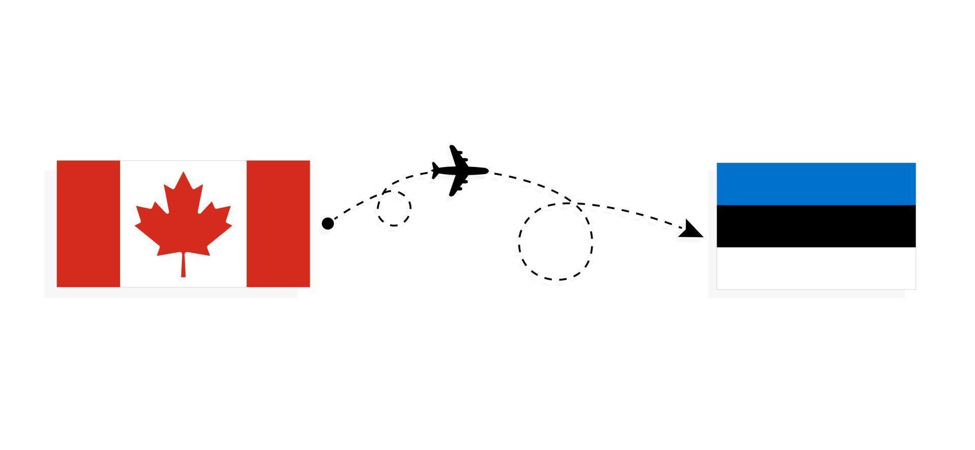 vlucht en reis van Canada naar Estland per reisconcept voor passagiersvliegtuigen vector