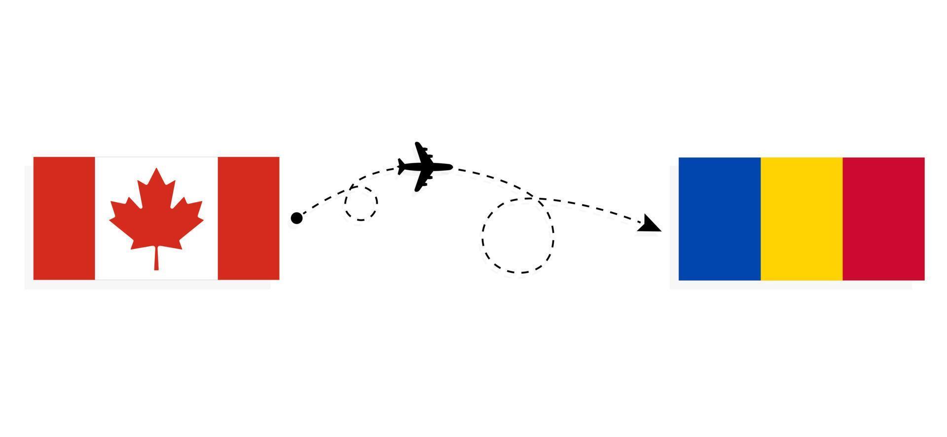 vlucht en reis van Canada naar Moldavië per reisconcept voor passagiersvliegtuigen vector