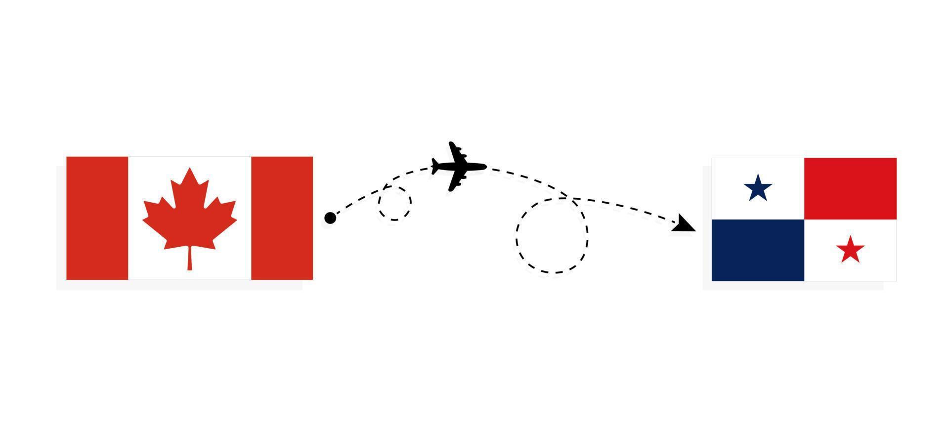vlucht en reis van Canada naar Panama per reisconcept voor passagiersvliegtuigen vector