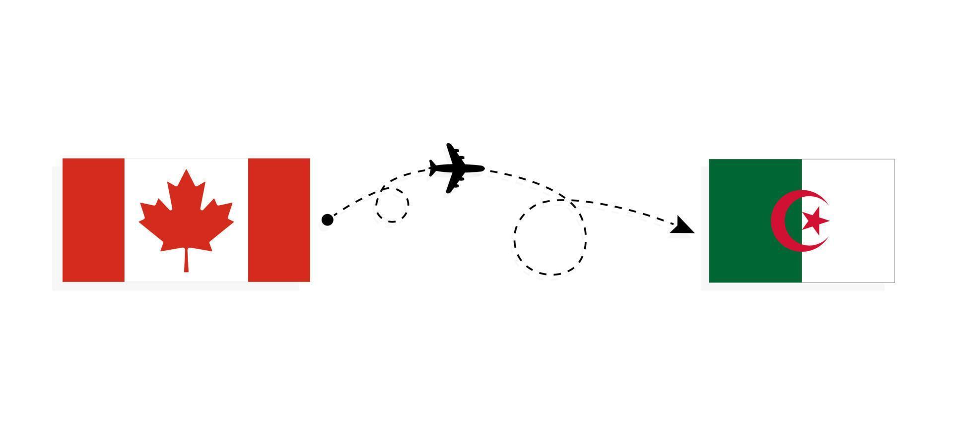 vlucht en reis van Canada naar Algerije per reisconcept voor passagiersvliegtuigen vector