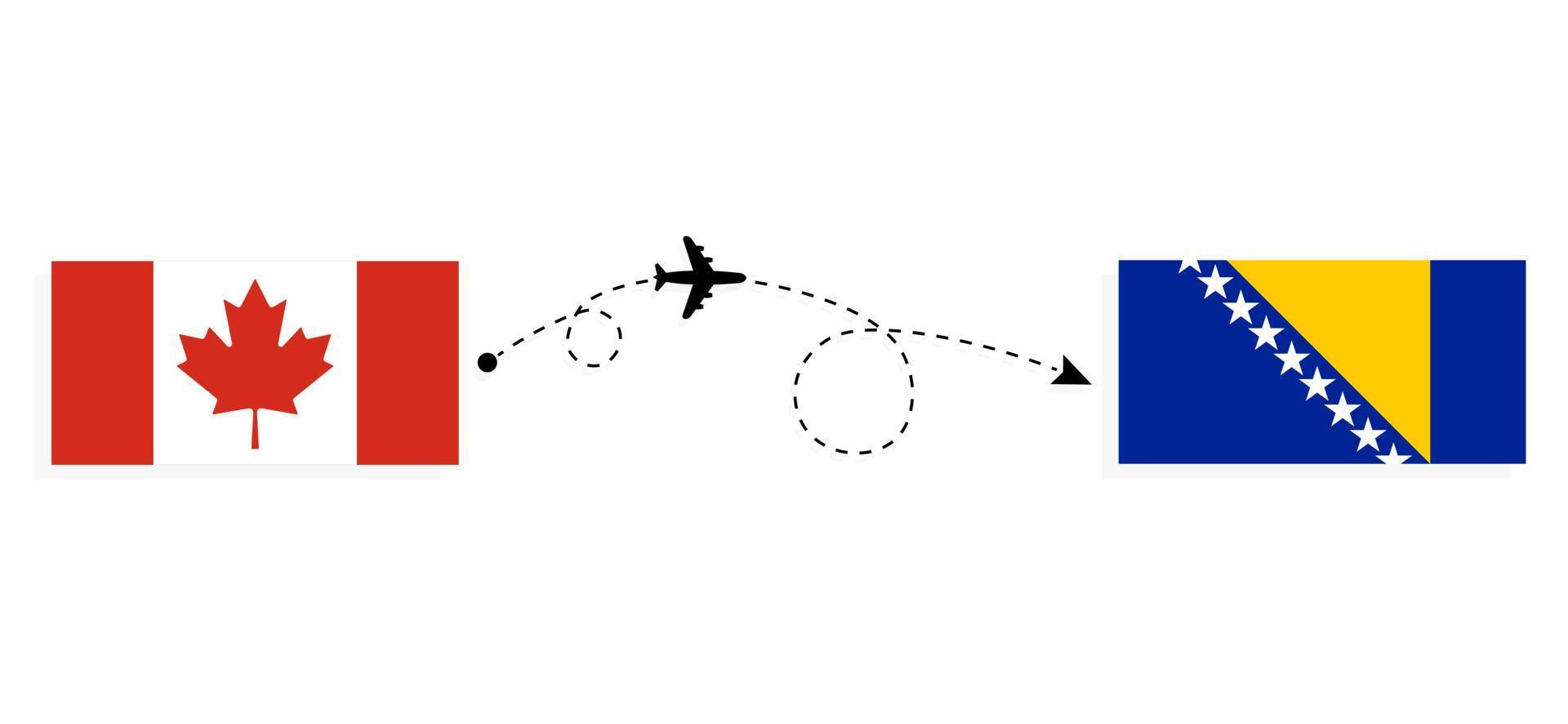 vlucht en reis van canada naar bosnië en herzegovina per passagiersvliegtuig reisconcept vector