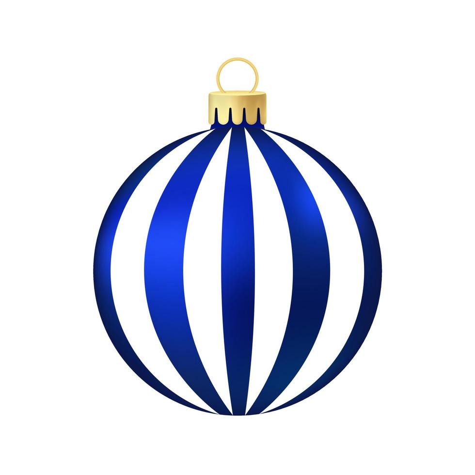 blauwe kerstboom speelgoed of bal volumetrische en realistische kleurenillustratie vector