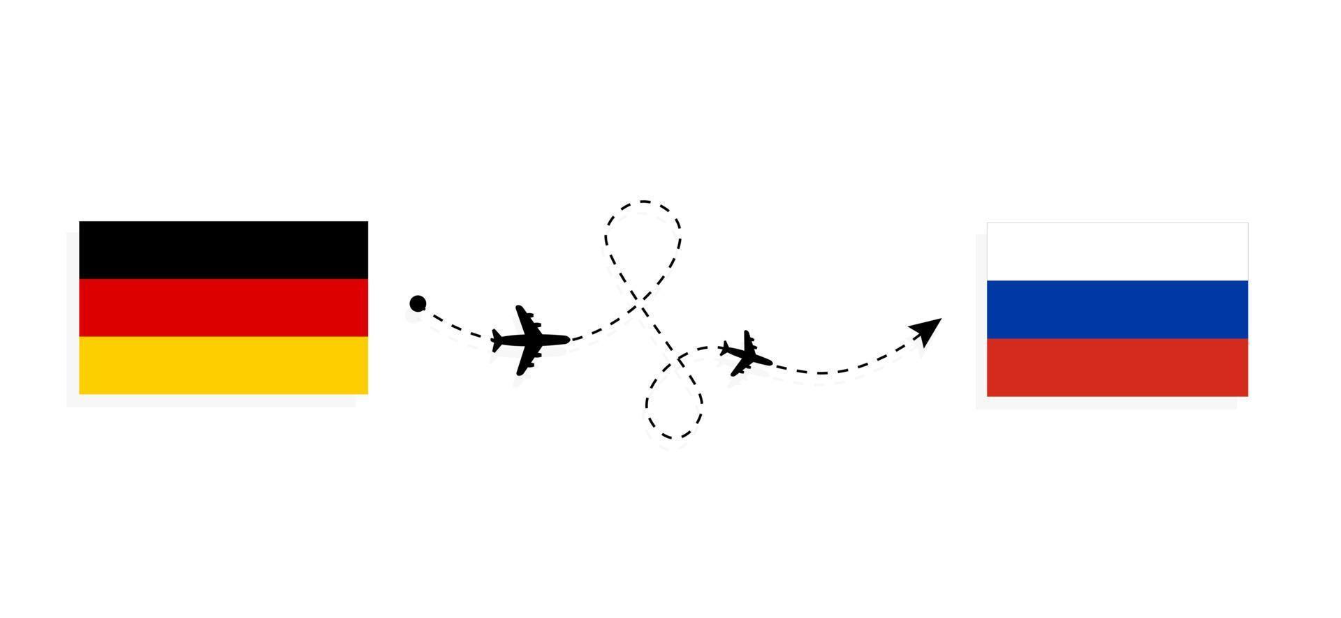 vlucht en reis van duitsland naar rusland per passagiersvliegtuig reisconcept vector