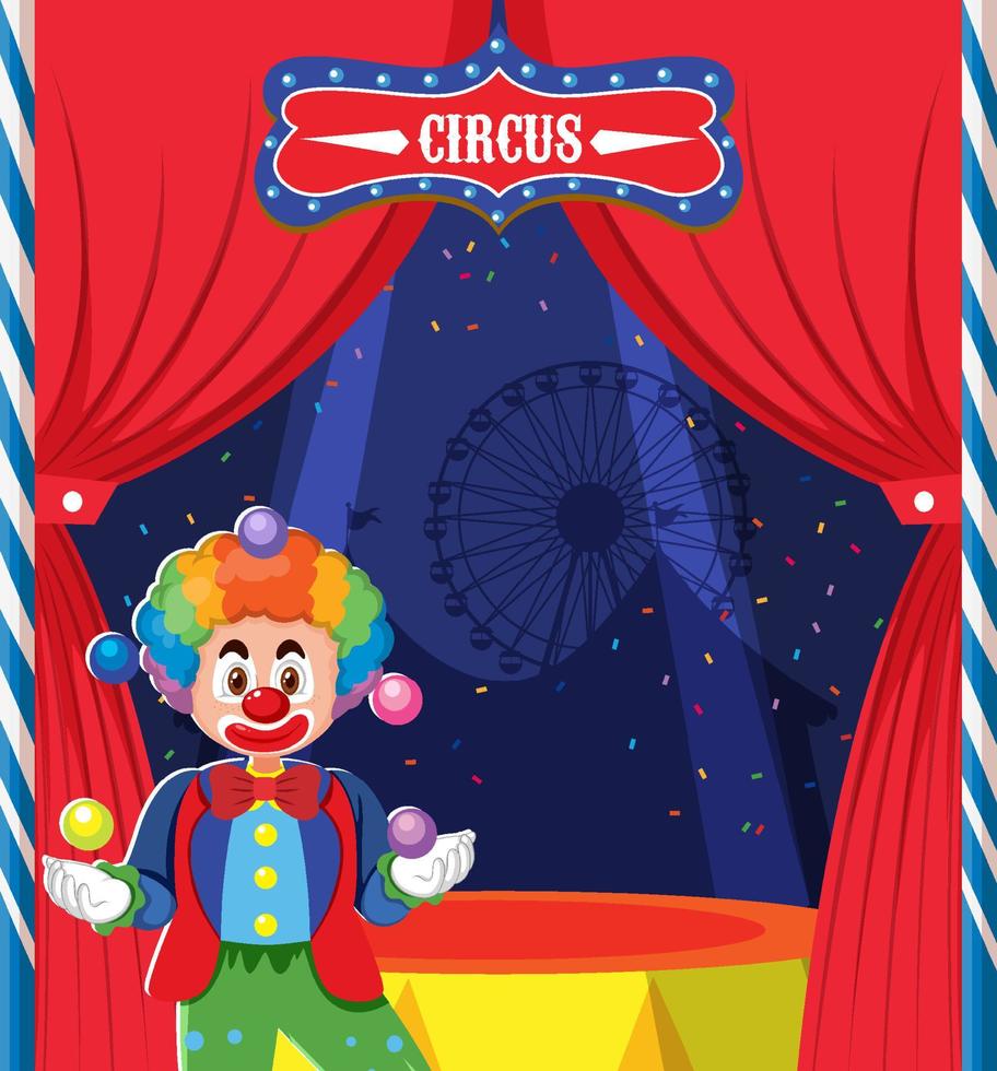 clown stripfiguur op het podium vector