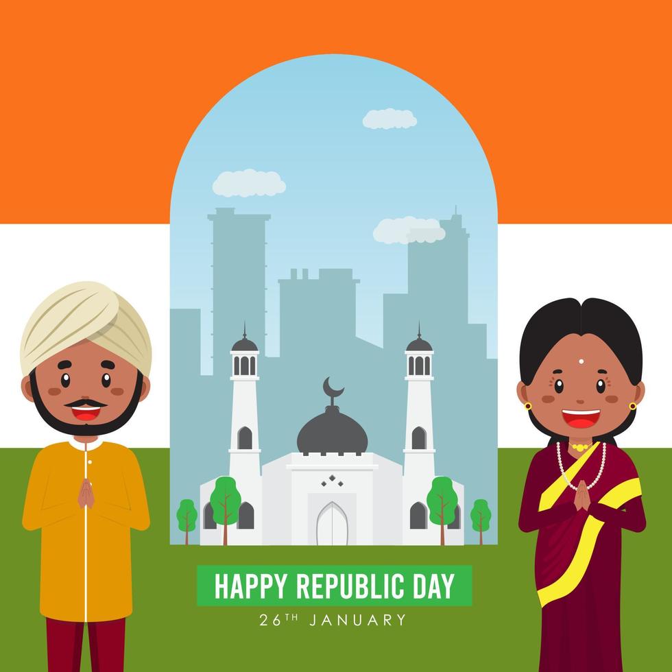 Indiase republiek achtergrond met karakter vector
