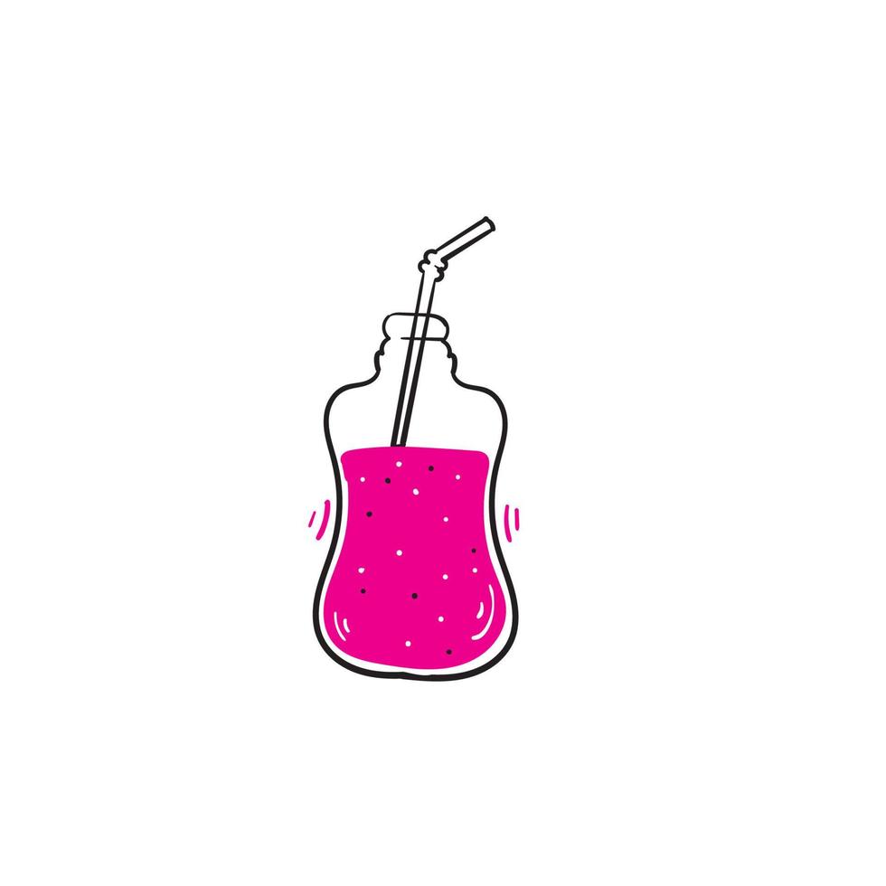 hand getrokken glas smoothie met stroillustratie. doodle cartoon stijl vector