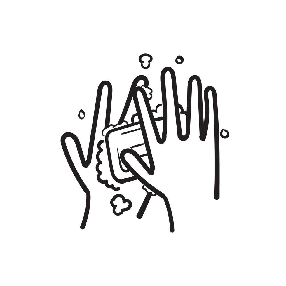 hand getrokken handen wassen gerelateerde vector lijn iconen. bevat pictogrammen zoals wasinstructie, antiseptische, zeep. doodle illustratie
