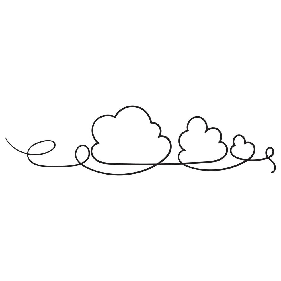 handgetekende doorlopende lijntekening. clouds.doodle hand tekenen style.isolated vector
