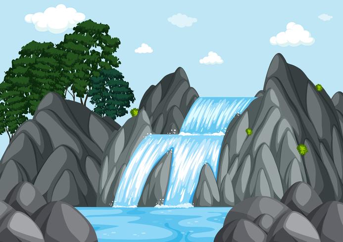 Waterval bij dagtijd vector