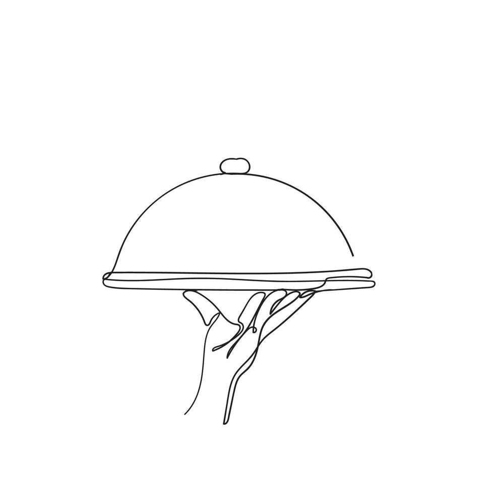 hand getrokken doodle portie voedsel pictogram illustratie in doorlopende lijn kunststijl vector