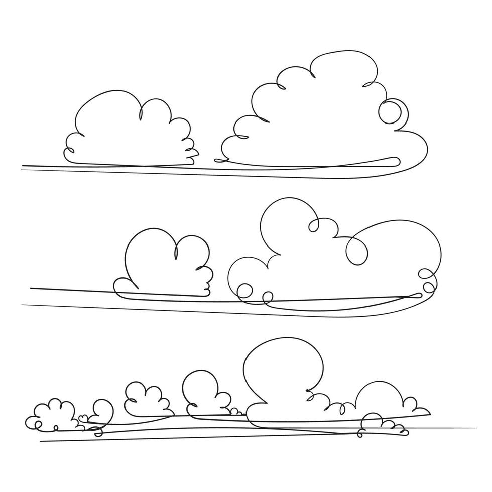 ononderbroken lijntekening wolken illustratie vector geïsoleerd