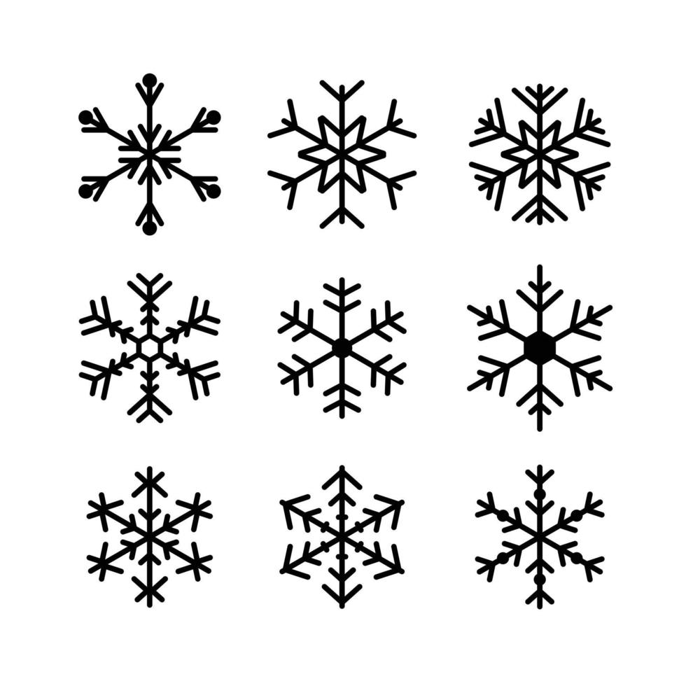 vector sneeuwvlok icon set geïsoleerd op een witte achtergrond