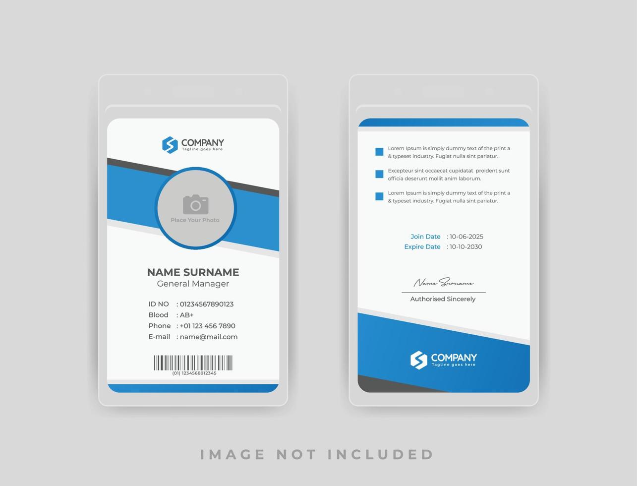 blauwe zakelijke minimalistische kantoor identiteitskaart ontwerpsjabloon vector