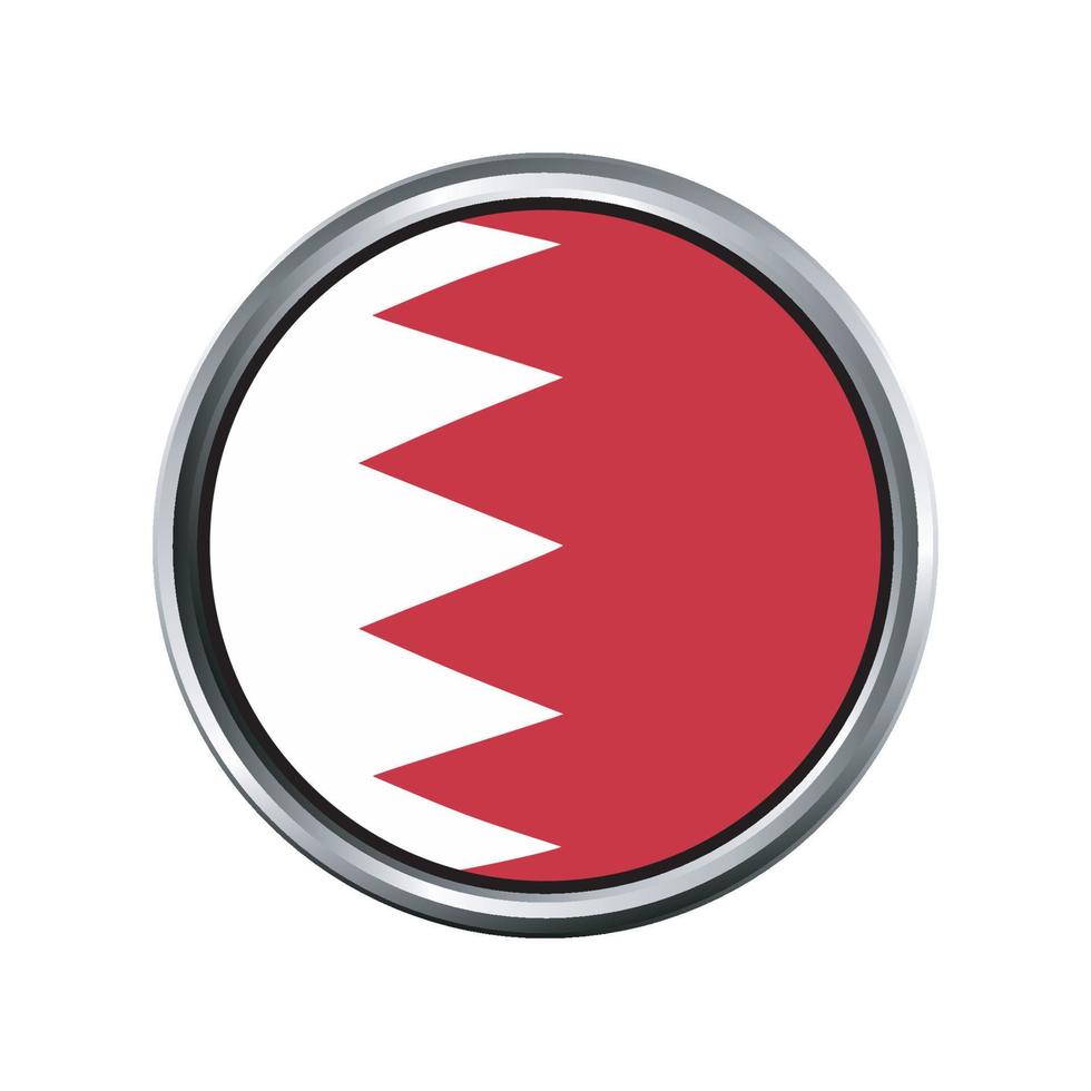 vlag van bahrein met zilveren cirkel chromen frame schuine kant vector