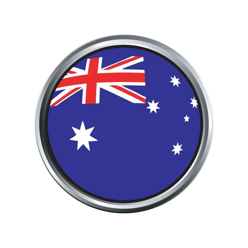 vlag van australië met zilveren cirkel chromen frame schuine kant vector