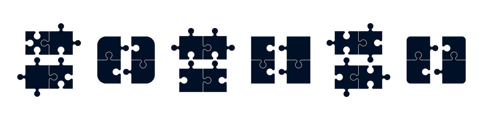 decoupeerzaag puzzel sjabloon met blanco stukken rooster patroon. vlak illustratie geïsoleerd Aan wit achtergrond. vector