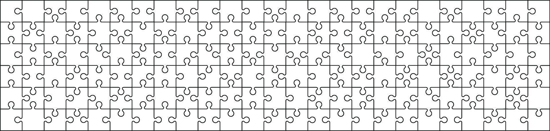 decoupeerzaag puzzel sjabloon met stukken geregeld in een rooster patroon ingelijst. vlak illustratie geïsoleerd Aan wit achtergrond. vector
