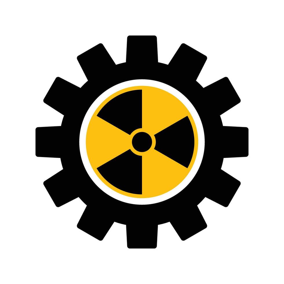 tandrad met radioactief symbool, nucleair bouwkunde concept icoon vector