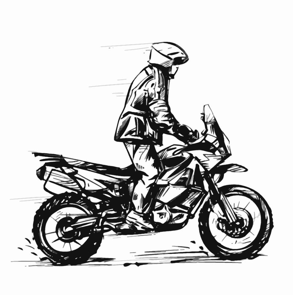schetsen van avontuur toeren fiets motorfiets vector