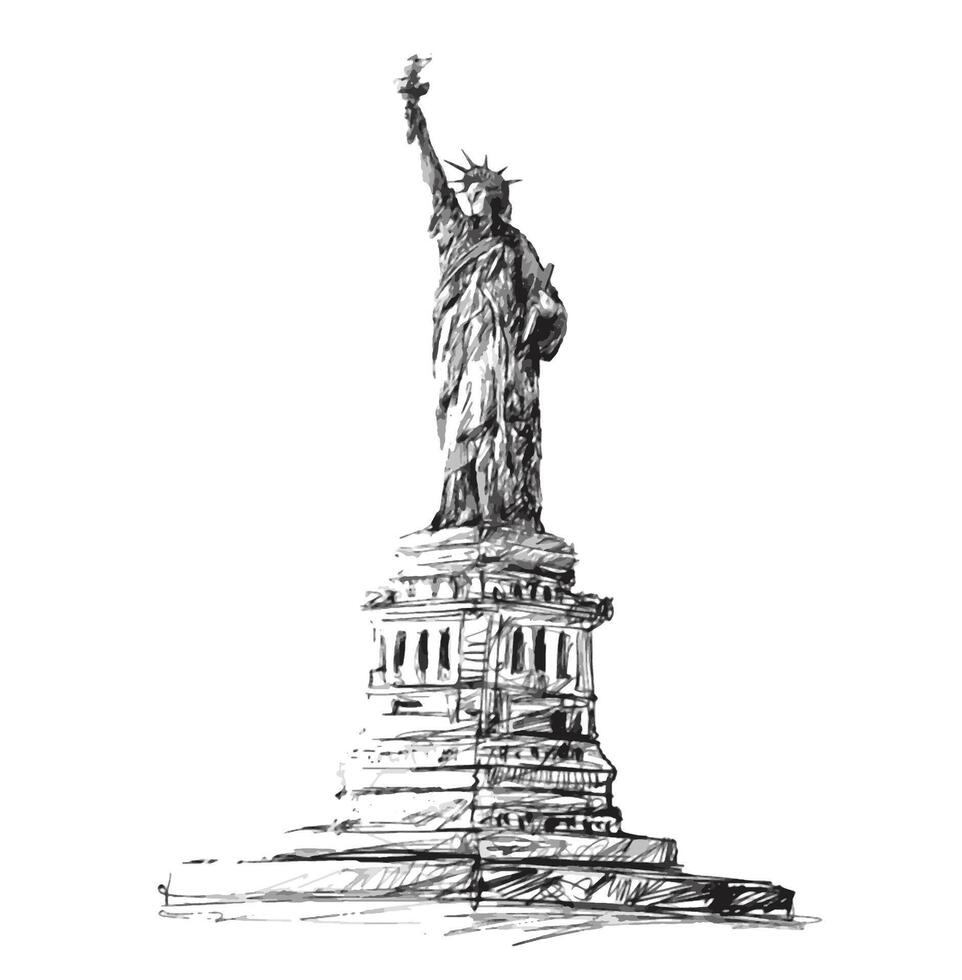 tekening van standbeeld van vrijheid monument in nieuw york vector