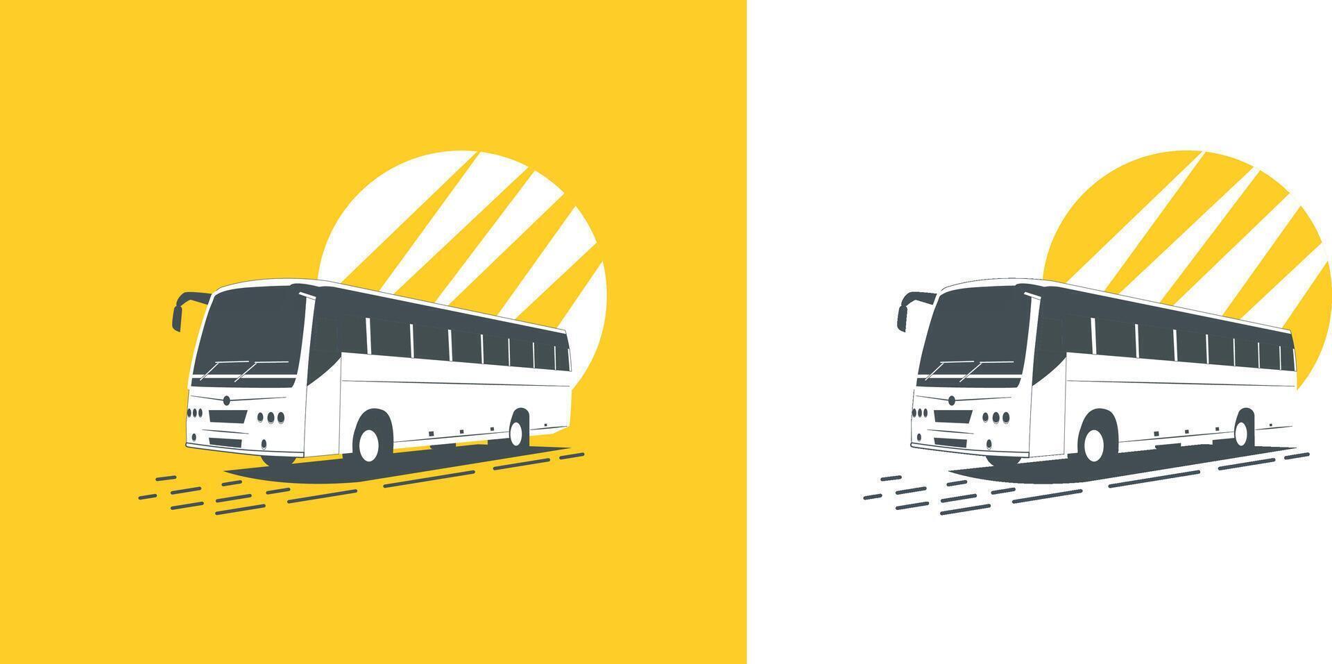 zwart en wit bus in geel achtergrond vector
