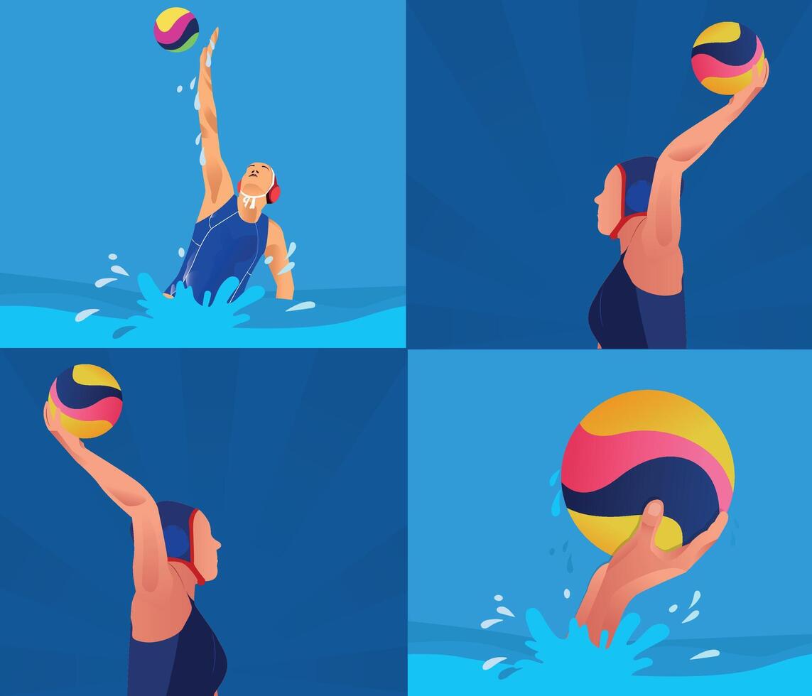 vrouw spelen water polo water sport werkzaamheid vector