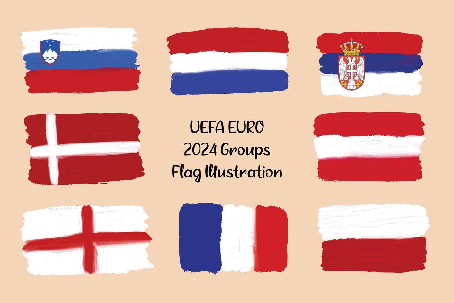 hand- geschilderd land vlag euro groepen vector