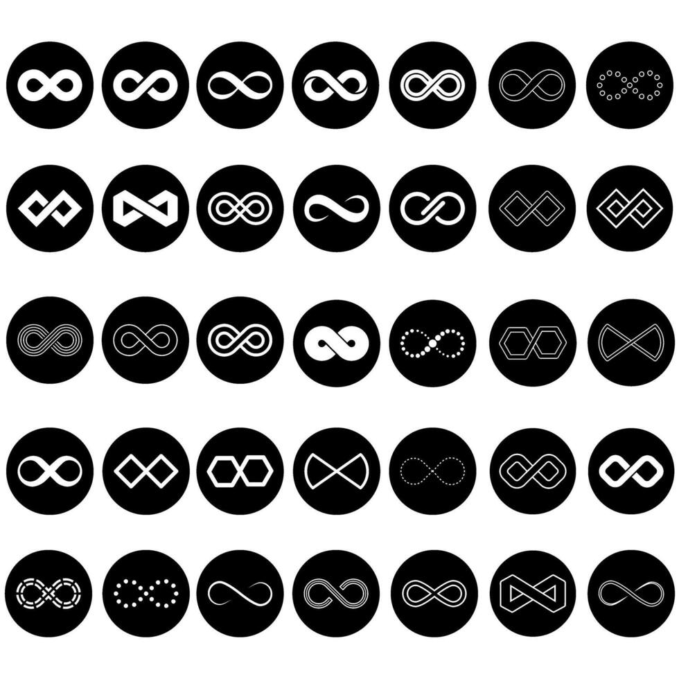 oneindigheid icoon set. Mobius lus vorm illustratie teken verzameling. onbeperkt symbool. voor altijd logo. vector