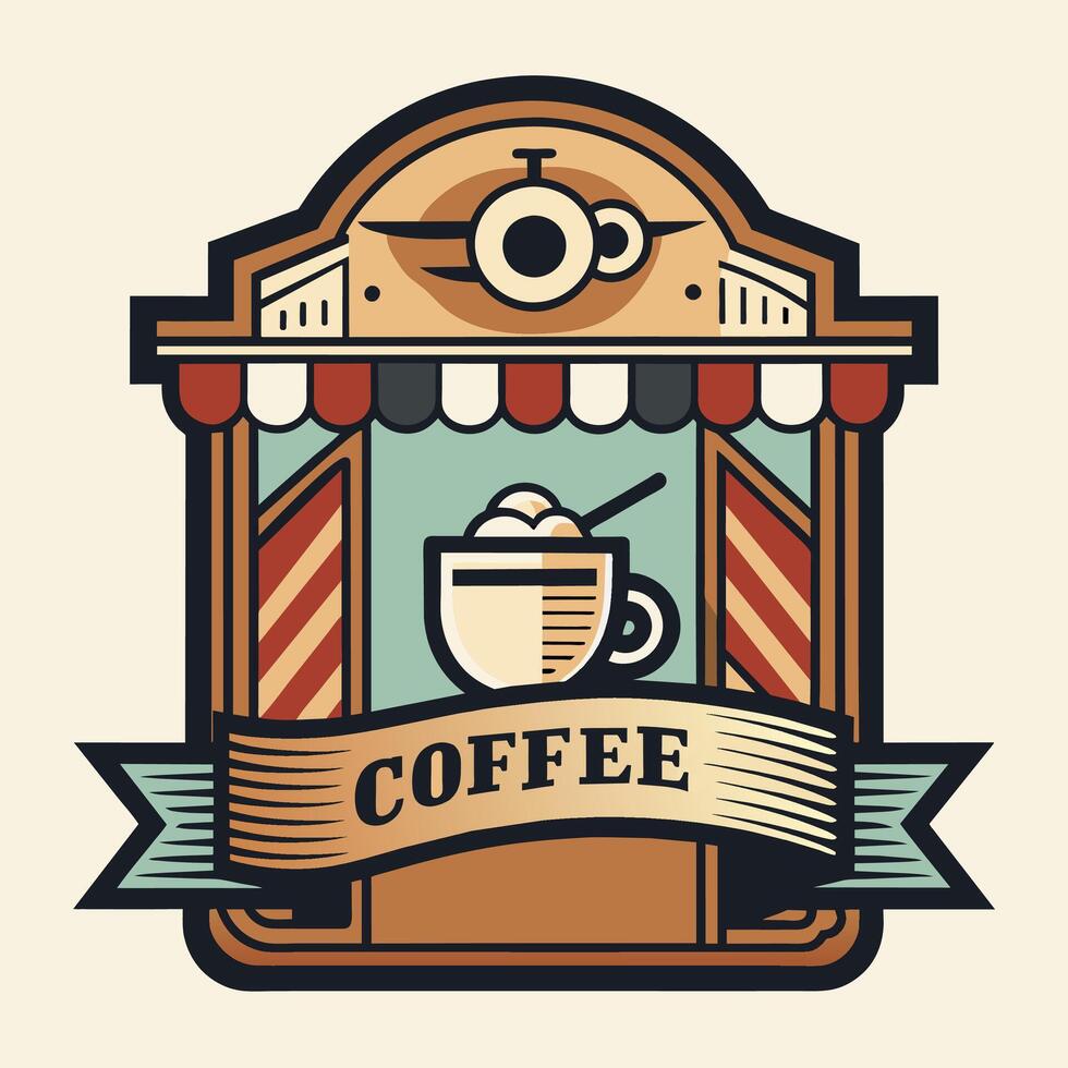 logo wijnoogst koffie winkel vlak illustratie embleem ontwerp voor uw logo gemeenschap vector