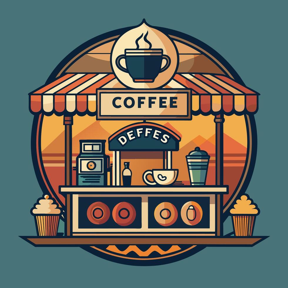 logo wijnoogst koffie winkel vlak illustratie embleem ontwerp voor uw logo gemeenschap vector