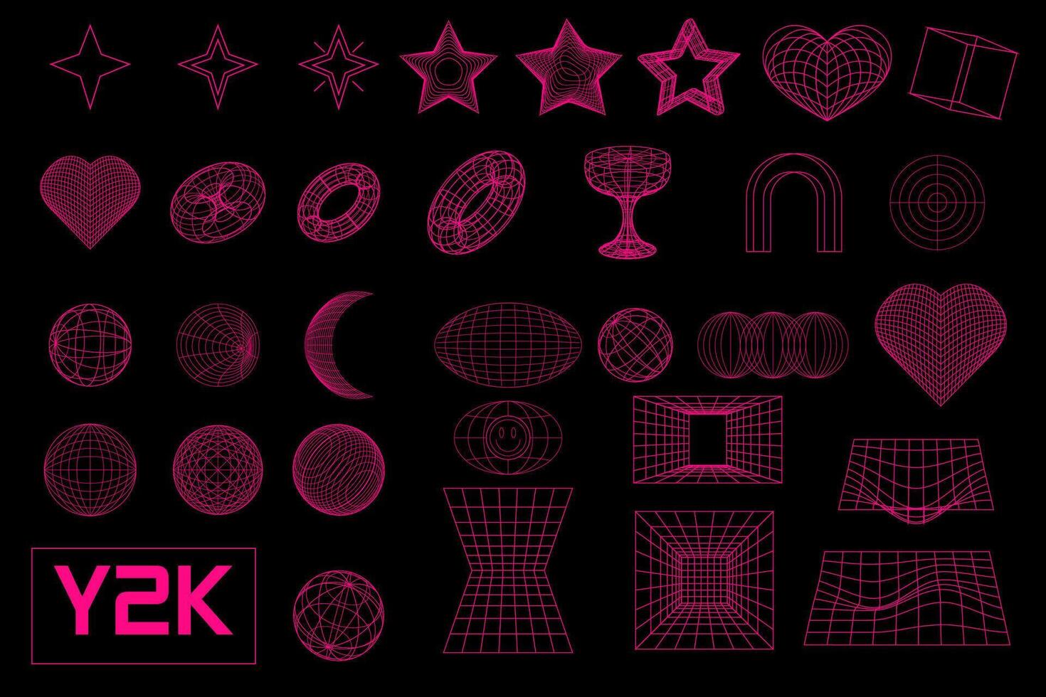 reeks lineair zwart meetkundig neon zuur roze kader figuur y2k, 3d reeks lineair zwart meetkundig neon zuur roze kader figuur y2k, 3d . voor poster, spandoek. . voor poster, spandoek. vector