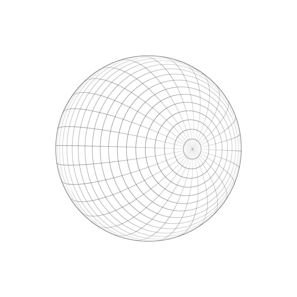 3d gebied draadframe. planeet aarde model. bolvormig vorm geven aan. rooster bal geïsoleerd Aan wit achtergrond. wereldbol figuur met Lengtegraad en breedtegraad, parallel en meridiaan lijnen. vector