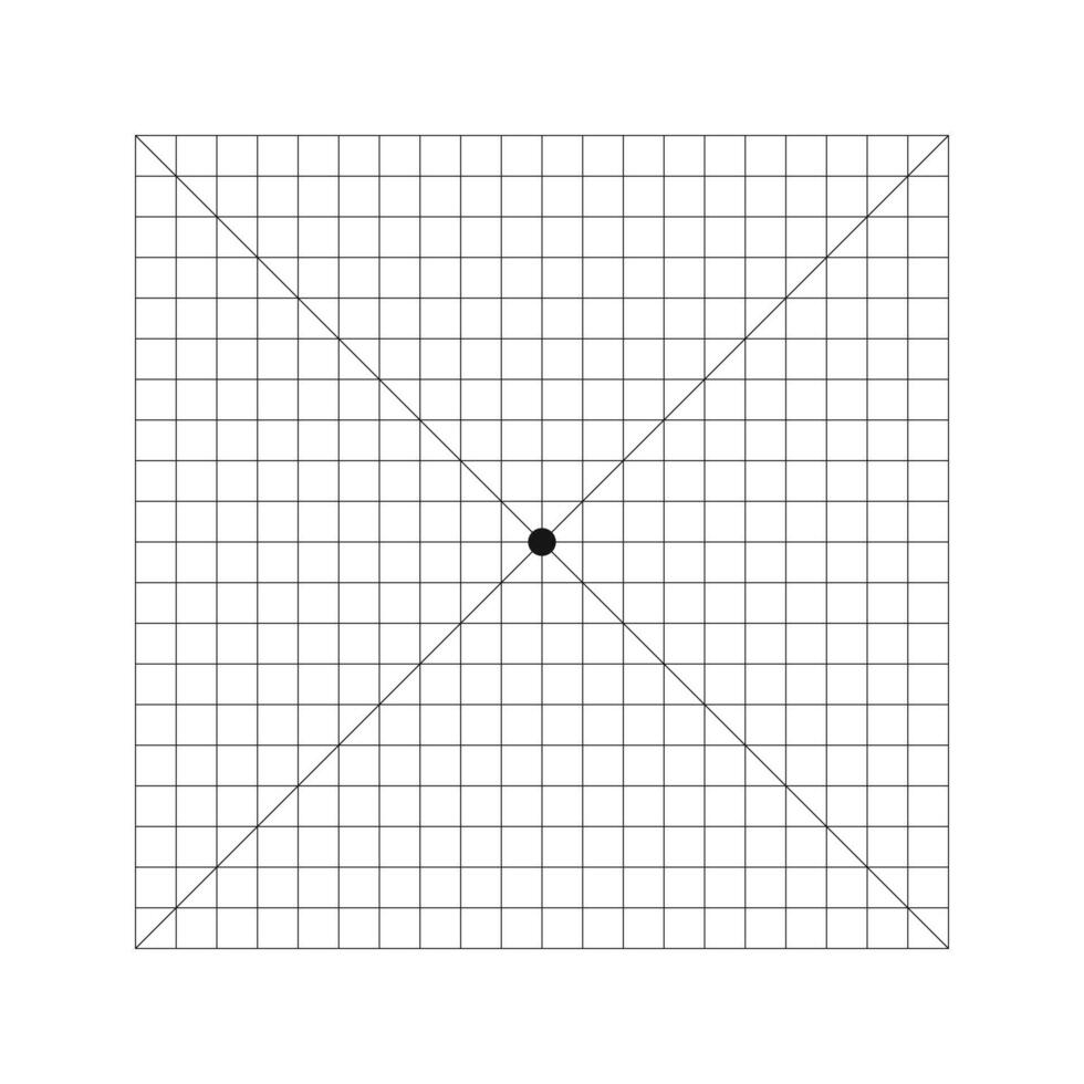 amsler rooster tabel met punt in centrum en diagonaal kruis lijnen. test naar toezicht houden centraal zichtbaar veld- en detecteren visie gebreken. oogheelkundig diagnostisch hulpmiddel. vector