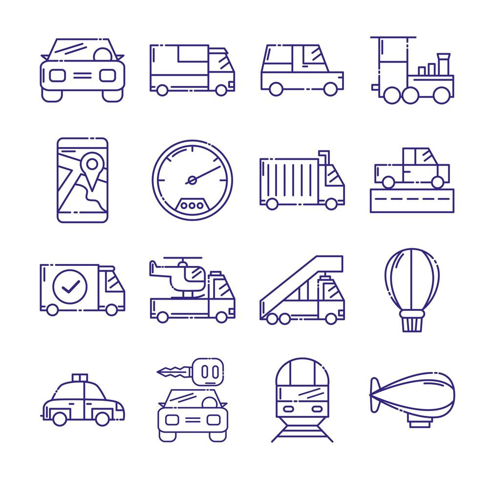 geïsoleerde voertuigen icon set vector design