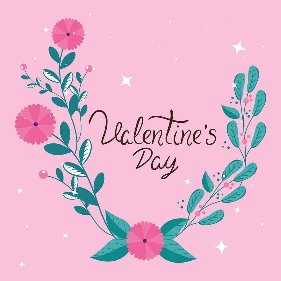Valentijnsdag kaart met bloemen en bladeren vector