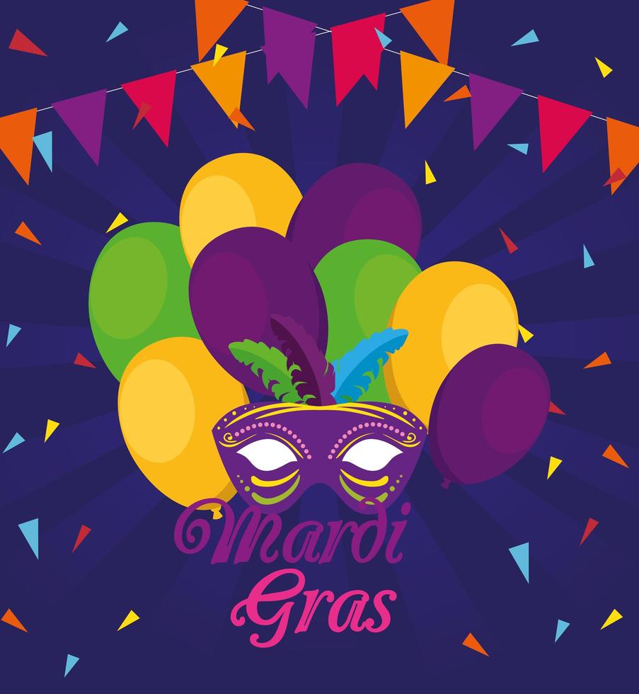 mardi gras masker en ballonnen vector ontwerp